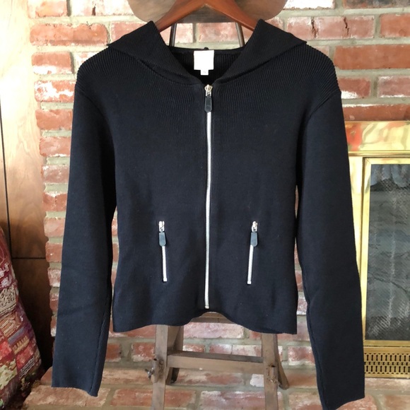 Cardigan hoodie black sweater - Picture 1 of 8